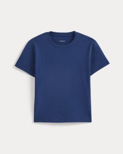 Alternative view of The Box-Cut Tee in Essential Cotton | Estate Blue | No Pocket