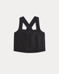 Alternative view of The Crossback Tank in Linen | Black