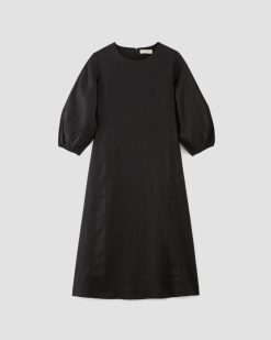 Alternative view of The Linen A-Line Midi Dress | Black