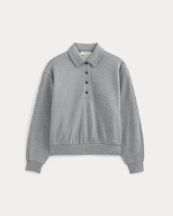 Alternative view of Lightweight Terry Polo Sweatshirt | Vintage Heather Grey