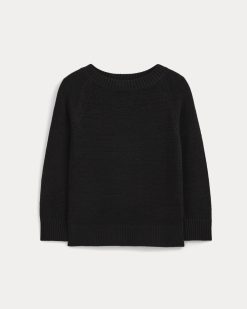 Alternative view of Wide-Neck Crew Sweater in Tape Yarn | Black