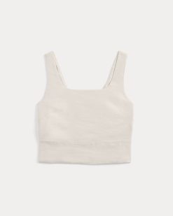 Alternative view of Square Tank in Stretch Linen | Birch