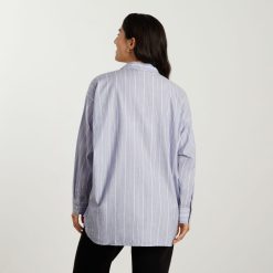 Alternative view of The Oversized Silky Cotton Shirt | Slate Blue