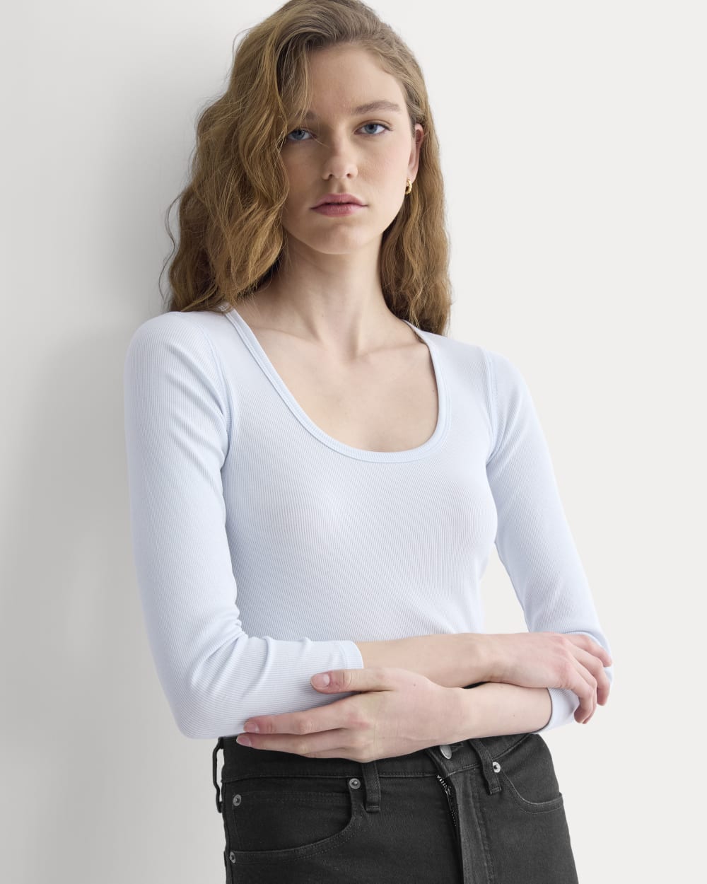 Luxe Rib Deep U-Neck Top | Skywriting - Image 4