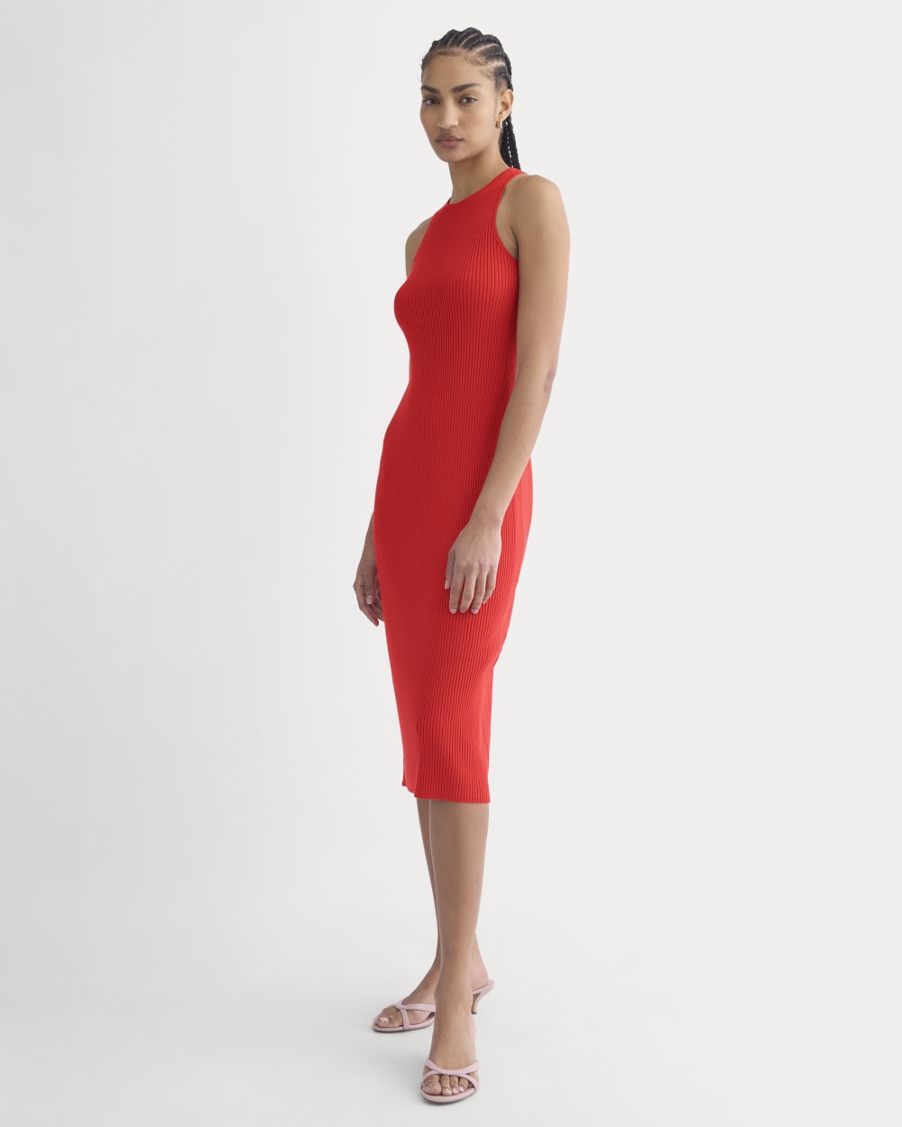 Cutaway Ribbed Midi Dress | Fiery Red - Image 5