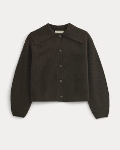 Alternative view of Fisherman Cardigan in Wool Cashmere | Americano Brown