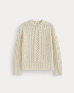 Alternative view of Cable Sweater in Luxe Merino | Bone