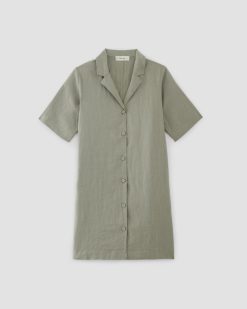 Alternative view of The Shirtdress in Linen | Sage Green