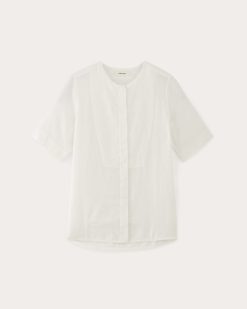 Alternative view of The Bib Shirt in Linen | White