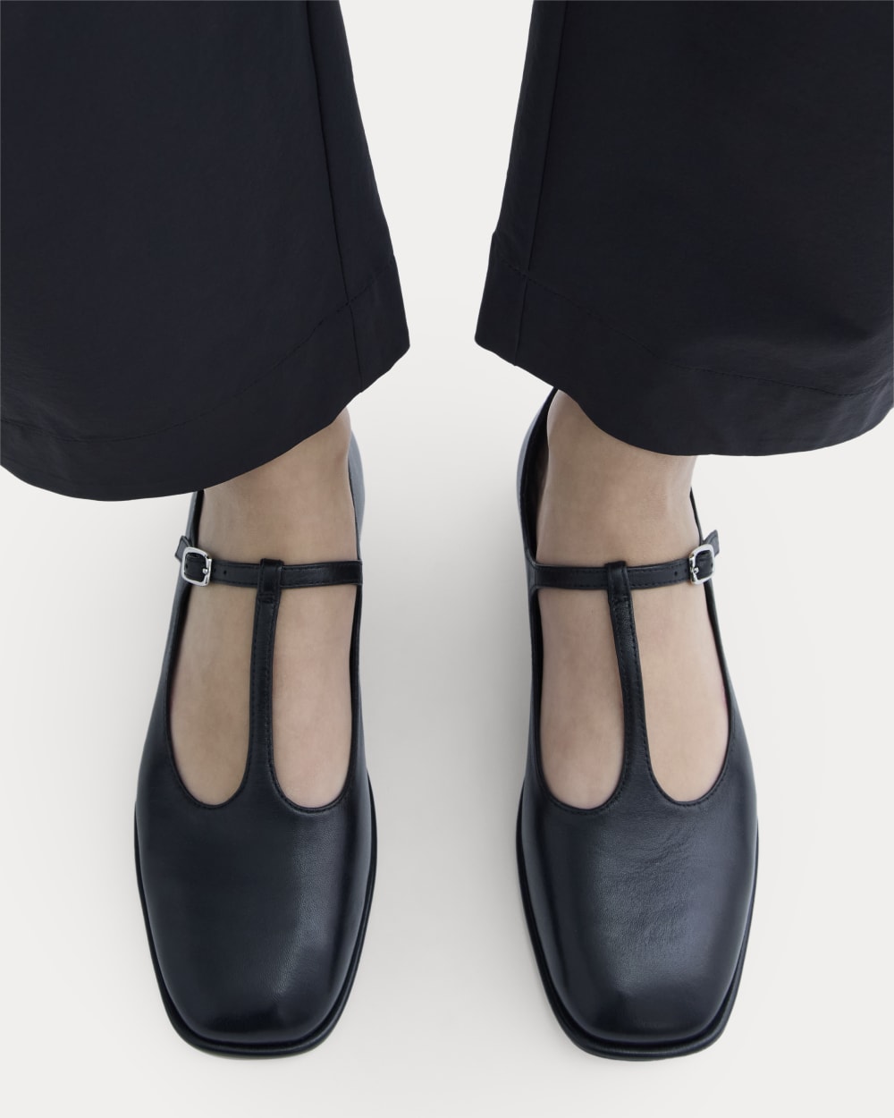 The Leather T-Strap Flat | Black - Image 4