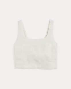 Alternative view of The Square Tank in Stretch Linen | White
