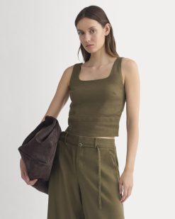 Square Tank in Stretch Linen | Beech