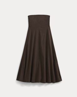 Alternative view of Strapless Dress in Stretch Linen | Dark Brown