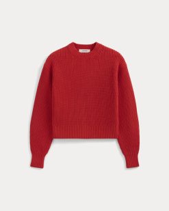 Alternative view of Cropped Ribbed Crew in Everyday Cotton | Fiery Red