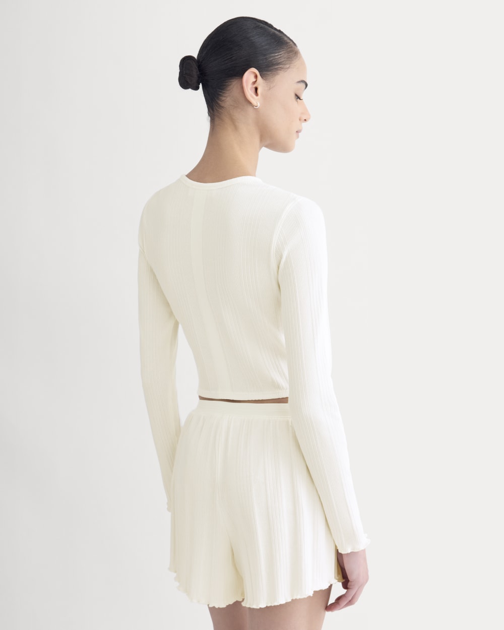 Lounge Rib Cropped Shirt | Bone - Image 5
