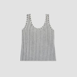 Alternative view of The Scoop Tank in Linen | Bone/Navy