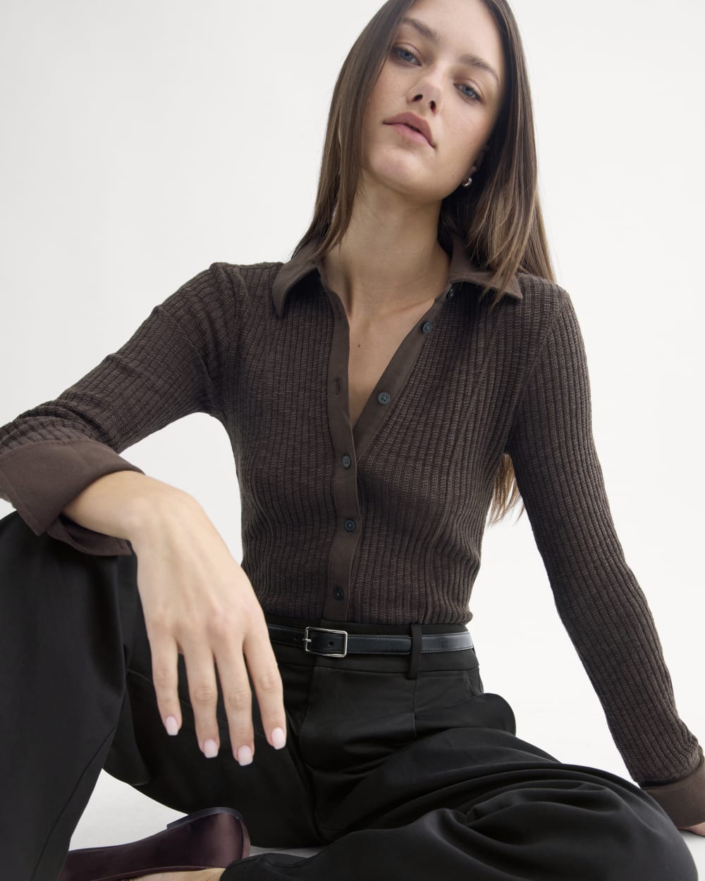 Cozy Rib Button-Up | Coffee Bean - Image 3