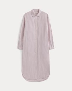Alternative view of Midi Shirtdress in Ultrasoft Cotton | Burnished Lilac/Gardenia