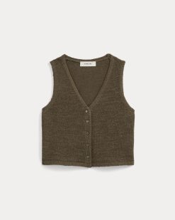 Alternative view of Button-Front Tank in Tape Yarn | Beech
