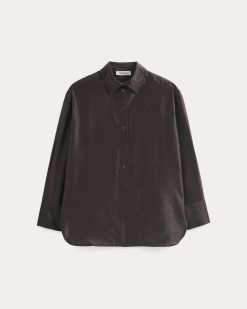 Alternative view of Oversized Shirt in Cotton-Silk Organza | Dark Chocolate