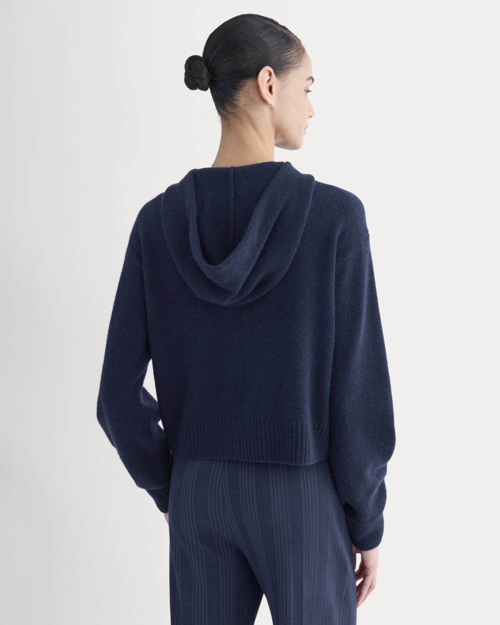 Full-Zip Hoodie in Wool Cashmere | Navy - Image 5