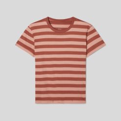 Alternative view of The Box-Cut Tee in Essential Cotton | Redwood Stripe | No Pocket
