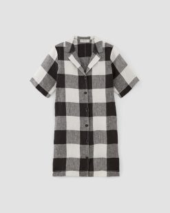 Alternative view of The Shirtdress in Linen | Bone / Black Check