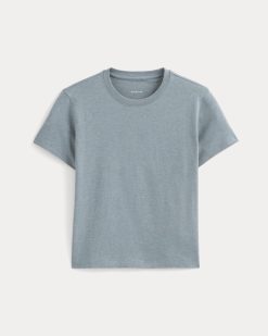 Alternative view of The Box-Cut Tee in Essential Cotton | Heathered Sea | No Pocket
