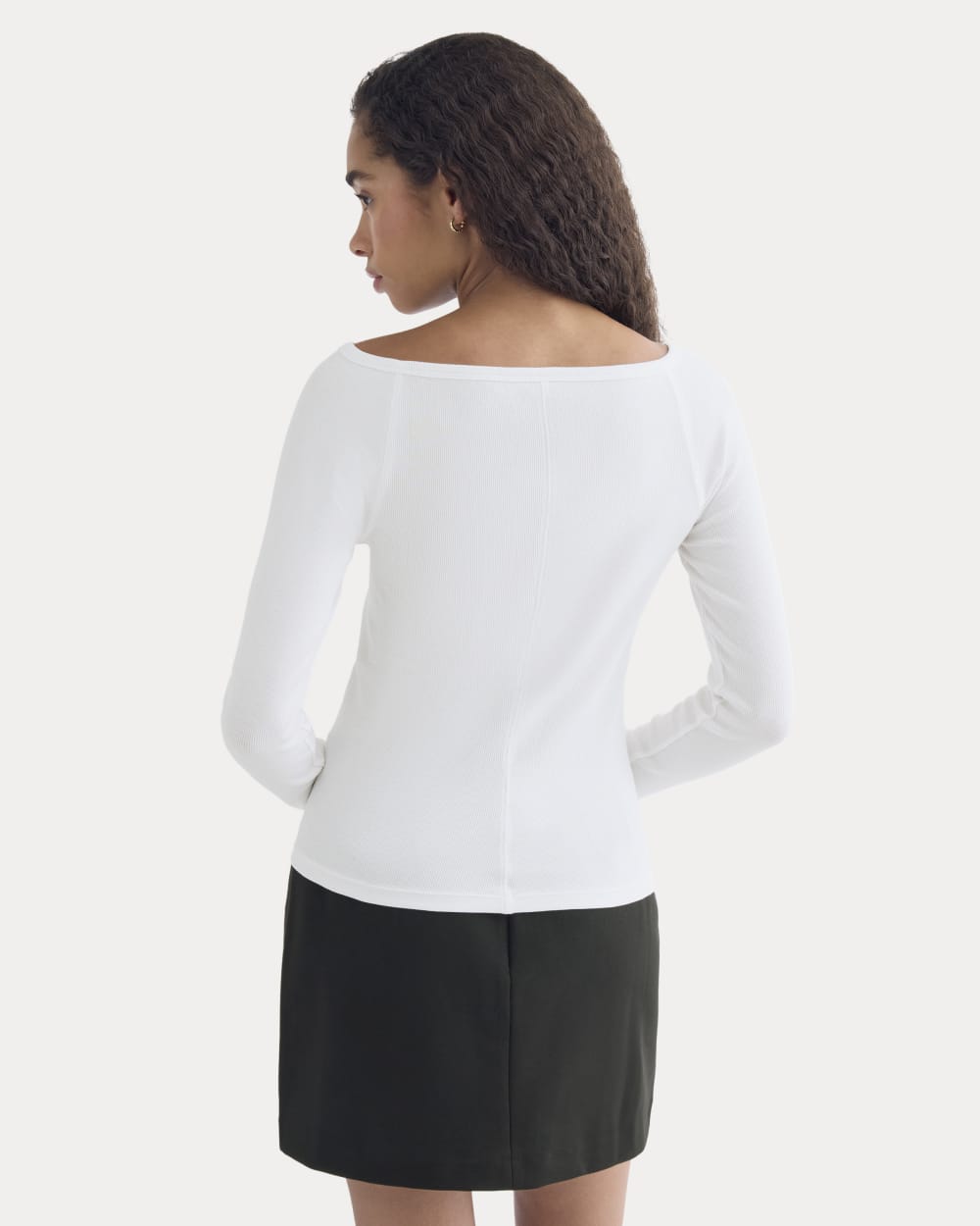 Luxe Rib Boatneck Top | White - Image 4