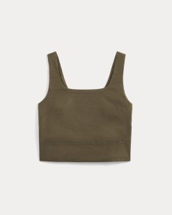 Alternative view of Square Tank in Stretch Linen | Beech