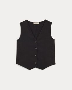 Alternative view of The Vest in Stretch Linen | Black