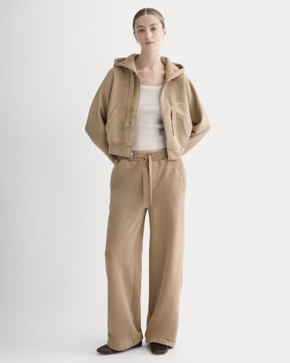 Everlane x The Laufey Foundation Cropped Full-Zip Hoodie | Weathered Clay - Image 3