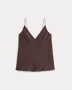 Alternative view of The Tie Back Cami in Washable Silk | Deep Plum
