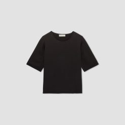 Alternative view of The Satin Relaxed Tee | Black