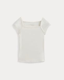 Alternative view of RetroSoft Cotton Square-Neck Tee | Bone