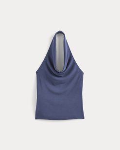 Alternative view of Halter Cowlneck Top in Butterknit | Washed Navy