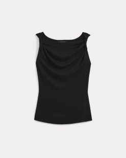 Alternative view of Cowl Neck Twist Tank in Butterluxe | Black