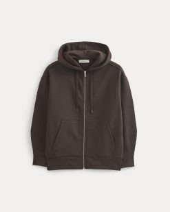 Alternative view of Luxe Fleece Oversized Full-Zip Hoodie | Dark Chocolate