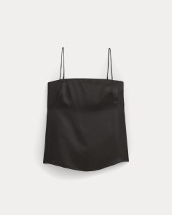 Alternative view of Thin Strap Cami in Silk Charmeuse | Black