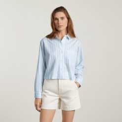 Alternative view of The Way-Short Shirt in Silky Cotton |  Mariner Blue / White