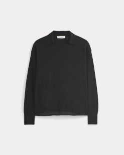 Alternative view of Oversized Polo in Ultrafine Merino | Black