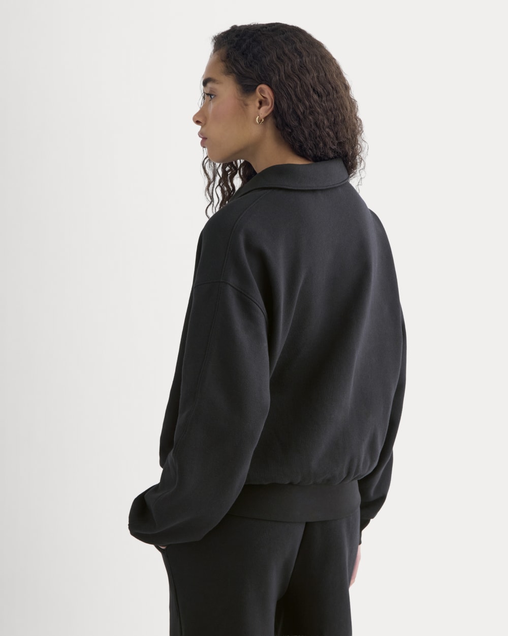 Lightweight Terry Polo Sweatshirt | Black - Image 6