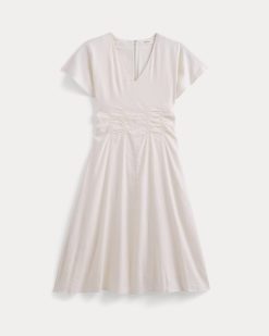 Alternative view of Cinched Dress in Stretch Linen | Bone