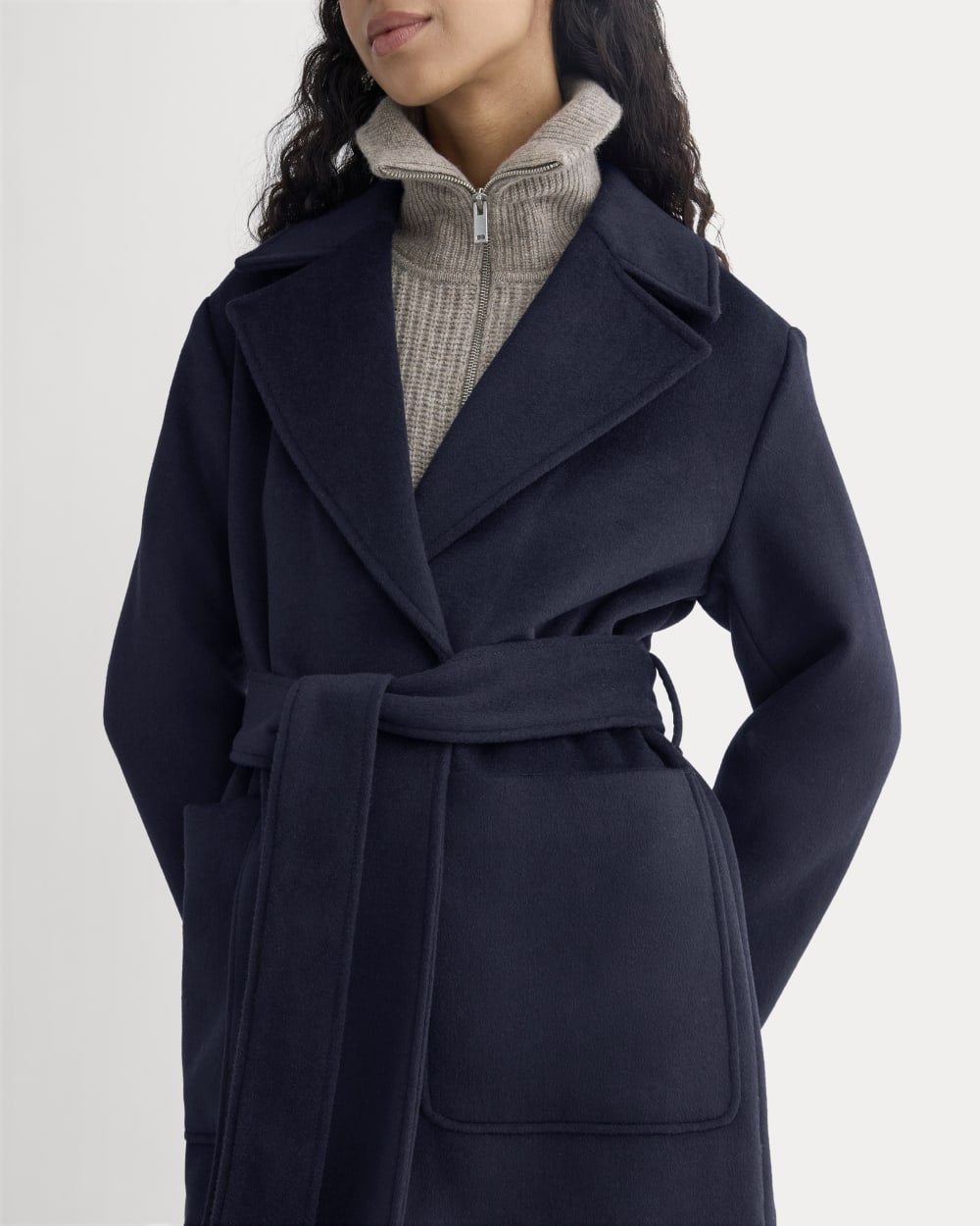 ReWool Belted Blanket Coat | Deep Navy - Image 4