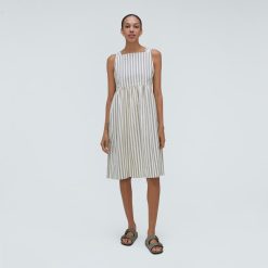 Alternative view of The Seersucker Midi Dress | Nutria / Off-White
