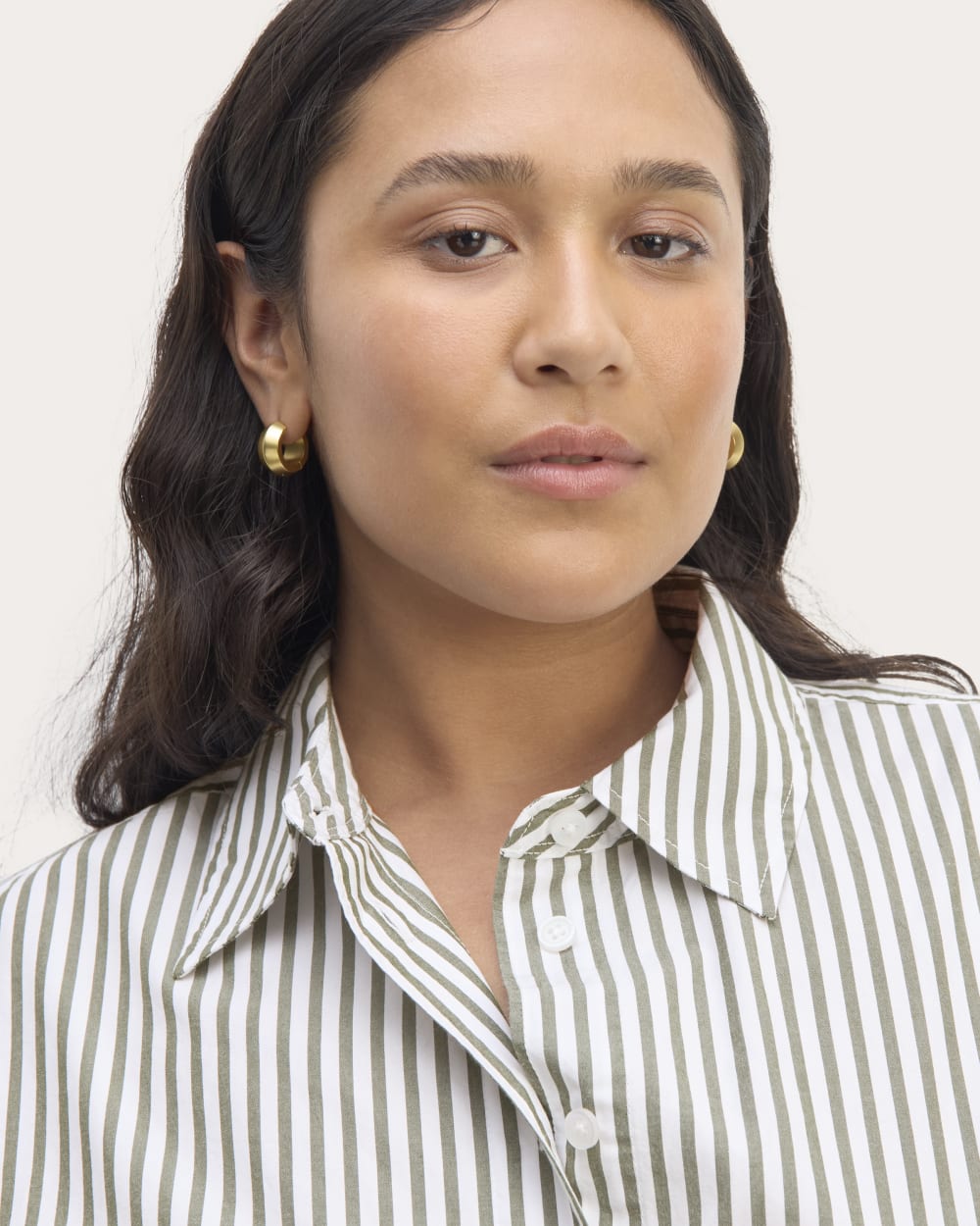 The Supima® Cotton Boyfriend Shirt | White / Moss Green - Image 3