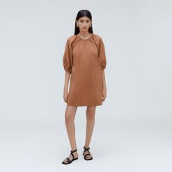 Alternative view of The Seersucker Puff Sleeve Dress | Tawny Brown