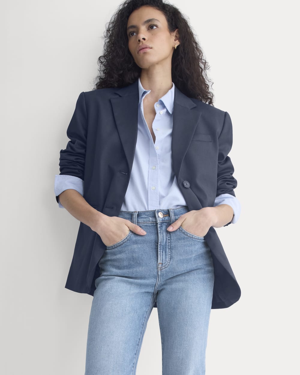Tailored Drape Blazer | Navy - Image 5