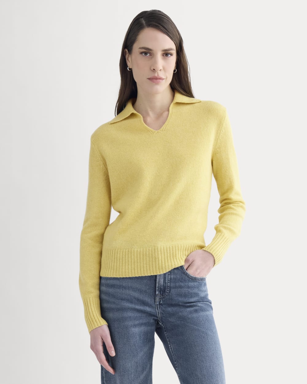 Cashmere Polo Sweater | Double Cream Heather - Image 3