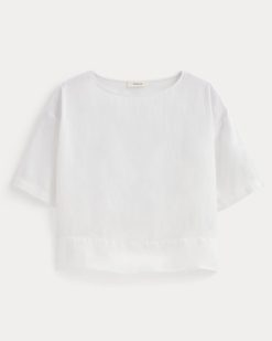 Alternative view of The Boatneck Top in Linen | White